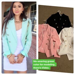 Women's Metal Lion Buttons Double Breasted Blazer jecket